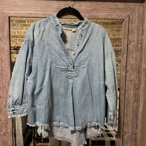 3/4 length denim blouse